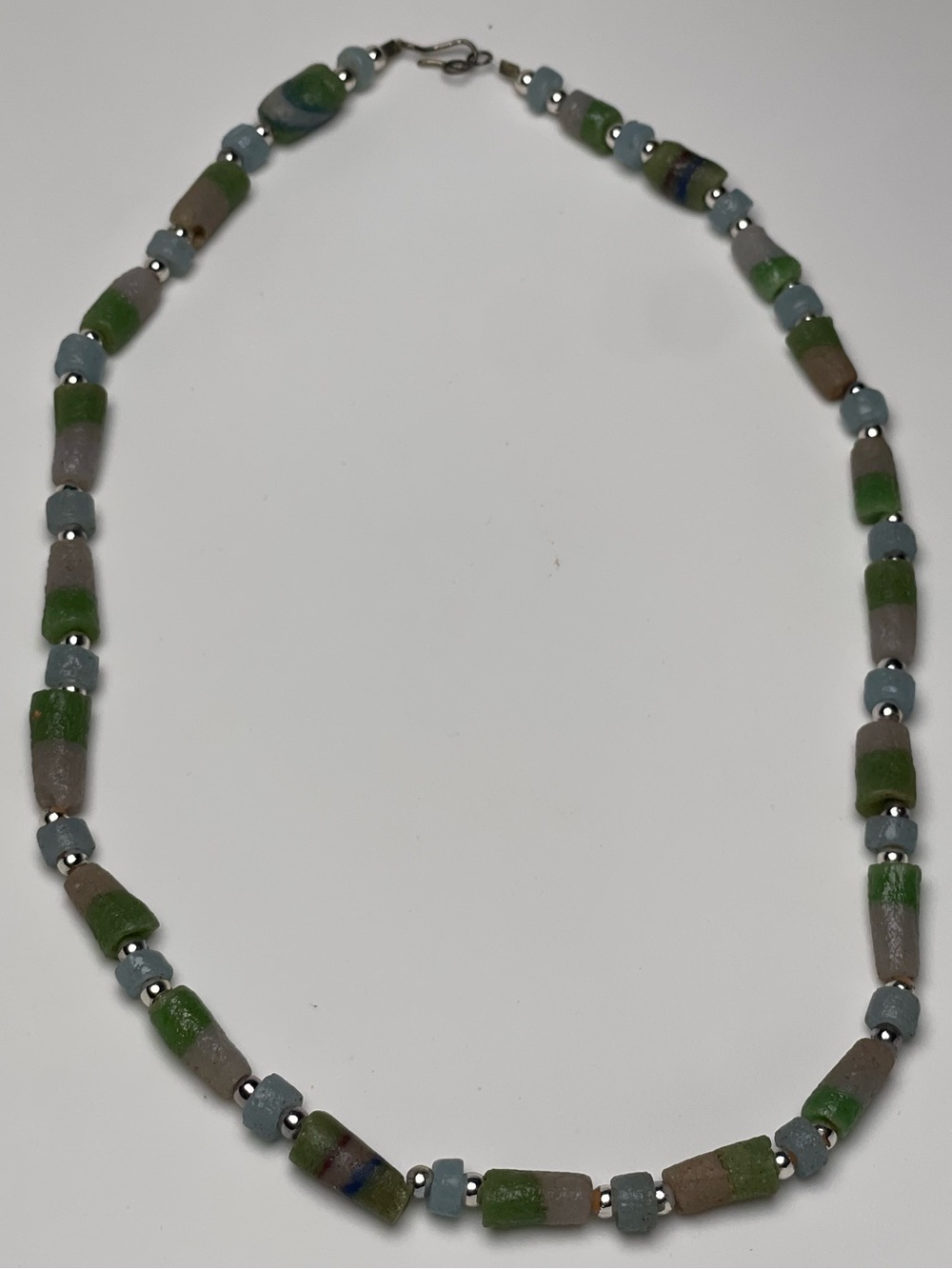 Handmade Green and Blue Glass Bead Necklace - Boho - Handmade